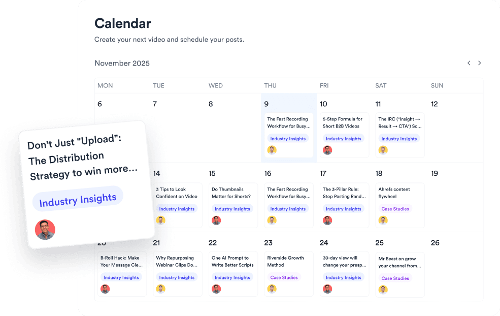 Jupitrr Content Calendar - videos tagged by pillar and funnel stage.