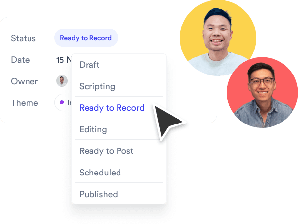 Jupitrr Content Calendar - team collaboration with assigned owners and revision history.