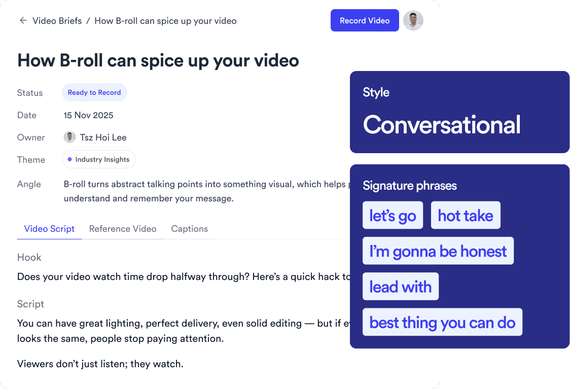 Jupitrr AI Script Writer - generated script with hook, body, and CTA in workspace voice.