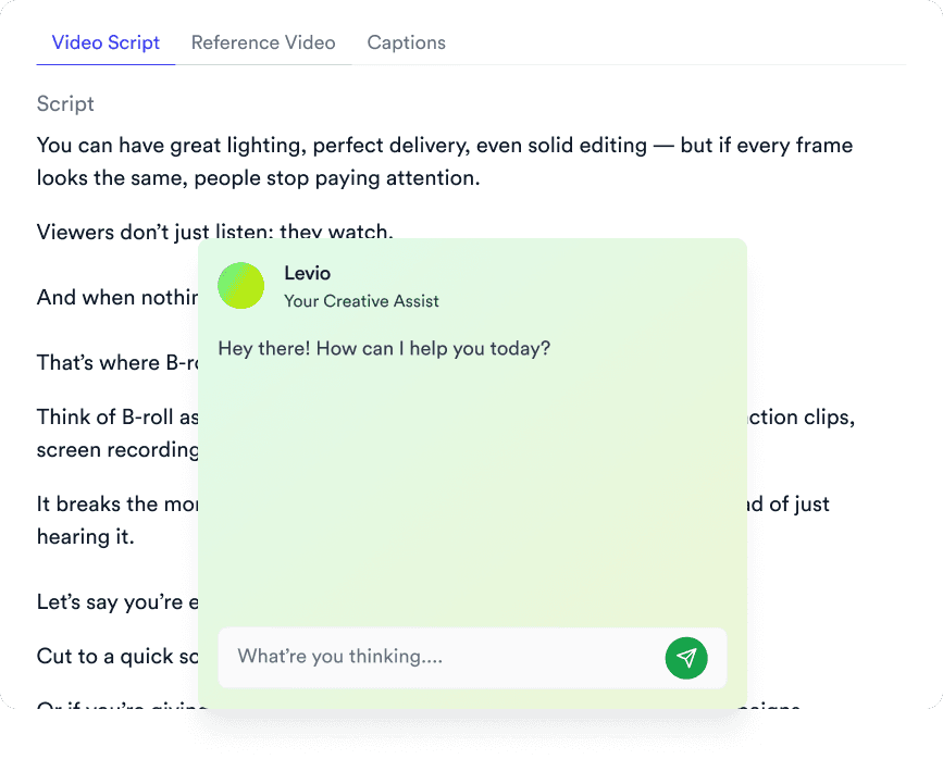 Jupitrr AI rewriting a script line with Accept and Reject controls.