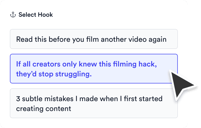 Jupitrr library of proven viral hooks ready to drop into a script.
