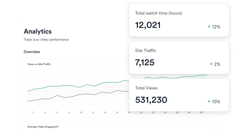 Analytics dashboard showing video performance per platform.